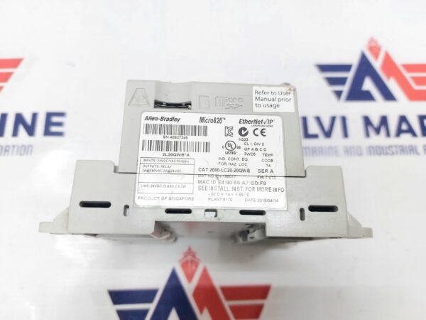 ALLEN BRADLEY MICRO820 CAT 2080-LC20-20QWB SER A ETHERNET I/P CONTROLLER