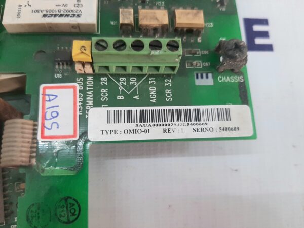 ABB OMIO-01 REV: L ACS510 INVERTER DRIVE BOARD OMIO-01Z REV. E