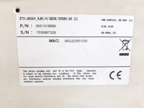 RAD ETX-203AX ETHERNET MODULE ETX-203AX_RJIO/H/GE30/1S1S6H/4S (C)