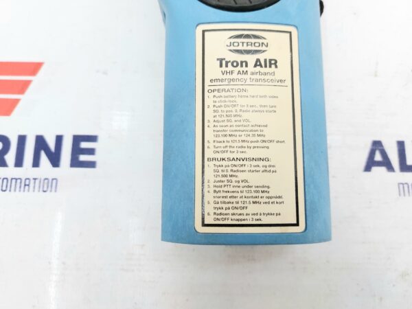 JOTRON TRON AIR VHF AM AIRBAND EMERGENCY TRANSCEIVER 121.5 AND 123.1 MHZ