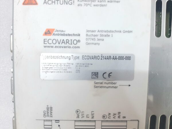 JENAER ENTRIBSTECHNIK ECOVARIO 214AR-AA-000-000 SERVO DRIVE CONTROLLER