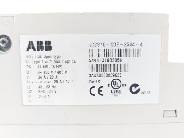 ABB ACS310-03E-25A4-4 FREQUENCY CONVERTER WITHOUT REMOTE