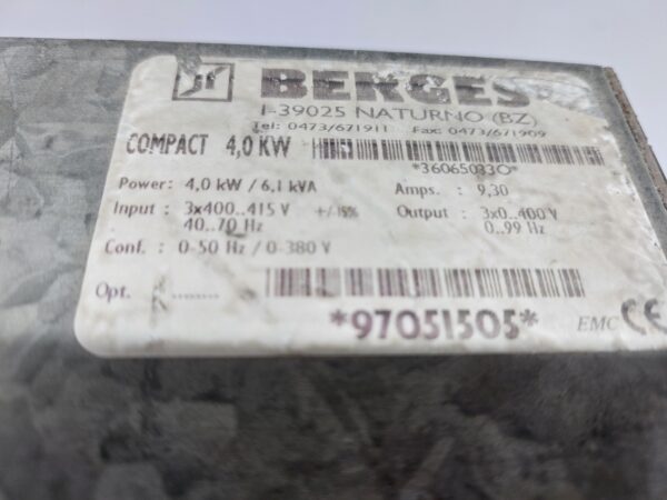 BERGES COMPACT 970515-05 INVERTER DRIVE 4.0 KW