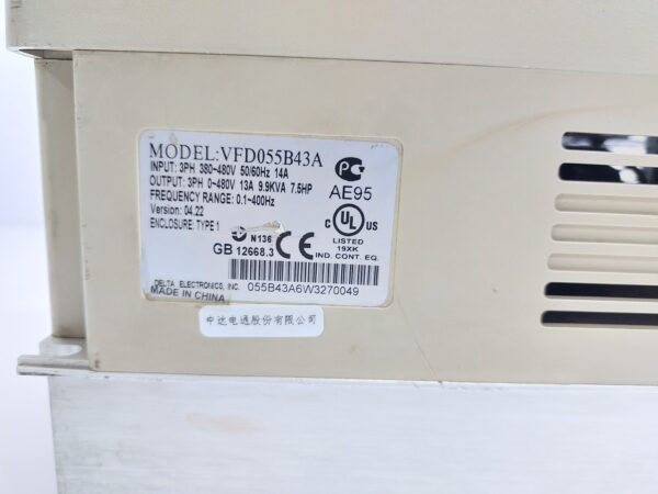 DELTA VFD-B VFD055B43A INVERTER DRIVE 5.5KW/7.5HP 460V 3PHASE - Image 7