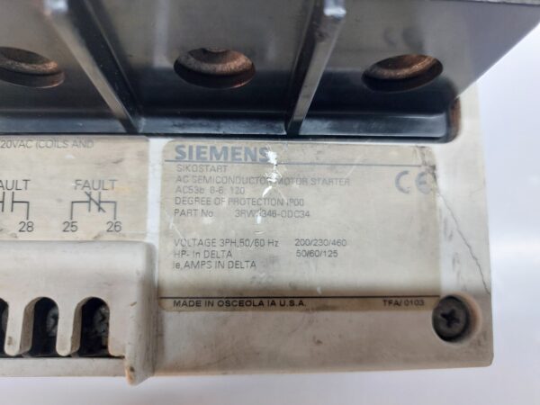 SIEMENS SIKOSTART 3RW3346-ODC34 AC SEMICONDUCTOR MOTOR STARTER - Image 9